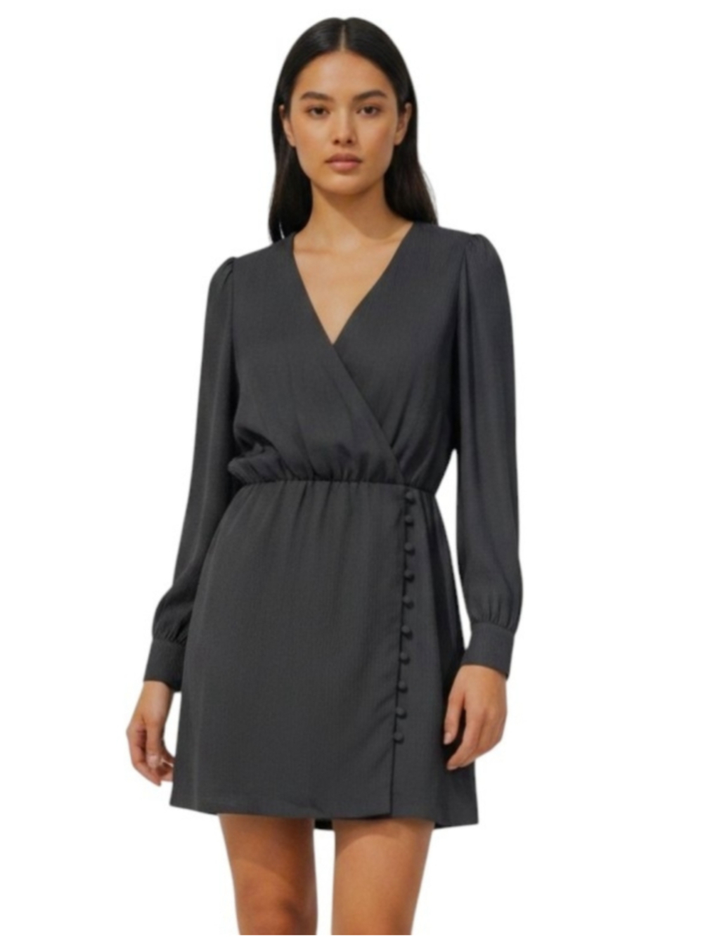 Sezane Black V-Neck Long Sleeve Dress Size 6 38 - Picture 1 of 16